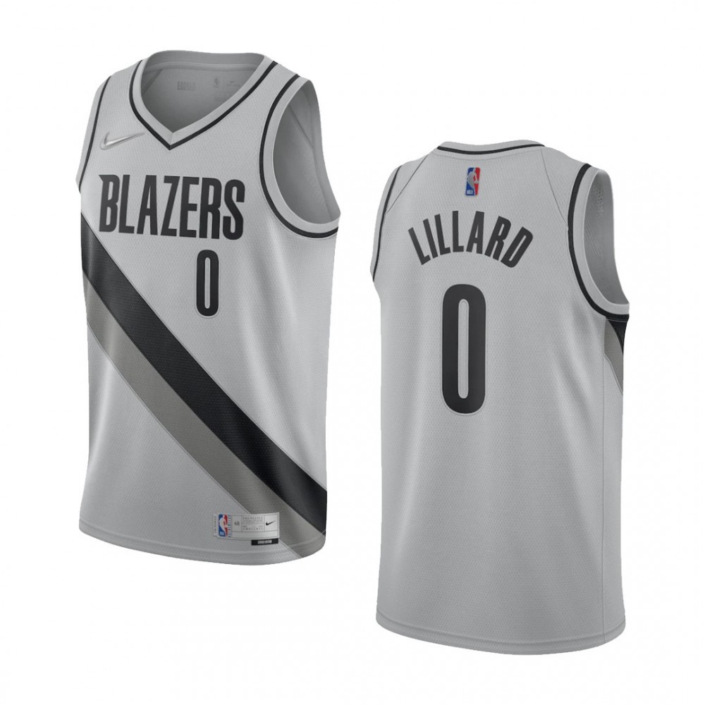 Men's Portland Trail Blazers Damian Lillard #0 Grey 2020/21 Swingman NBA Jersey- Earned Edition-Pro Kit Vault | Brand New 26/27 Sports Jerseys